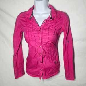 Vintage y2k guess hot pink button down blouse